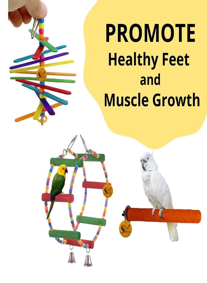 سايج سكوير مجموعة ألعاب طيور خشبية مربعة من سيج | تتضمن: مغذي طيور، منصة، مجثم رملي، عجلة، ملحق قفص معلق | مناسبة للببغاء الأسترالي، الببغاء، الكوكاتيل، الببغاء الصغير، الكونيور، المكاو، وغيرها - Image 4